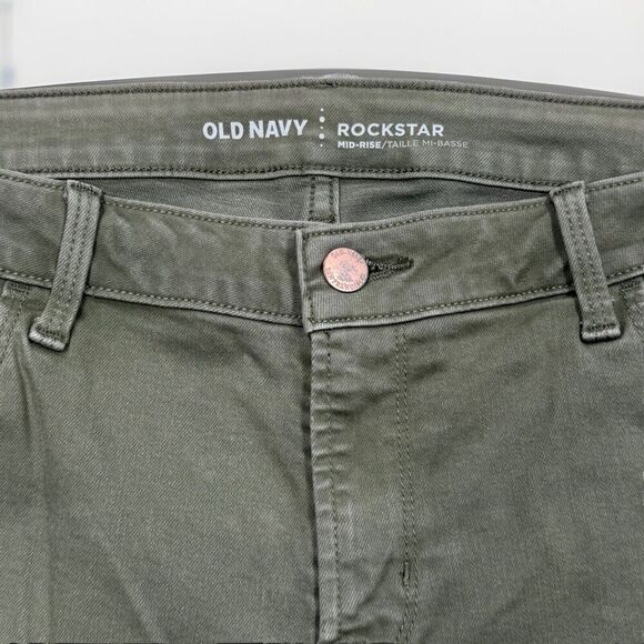 Old Navy Rockstar Jeans Womens 14 Skinny Distressed Green Measures 34 x 27.5 - Picture 3 of 9